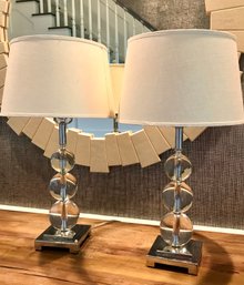 Pair Of Graduated Sphere Glass Lamps