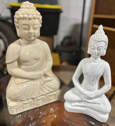 Awesome Pair Of Ceramic Meditating Buddhas