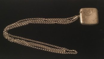 Antique Joseph Gloster, 1916 Sterling Silver Double Chain Match Cover Necklace.