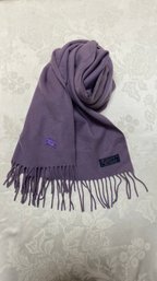 A BURBERRYS LAVANDER PRORSUM KNIGHT FRINGED SCARF MADE IN England