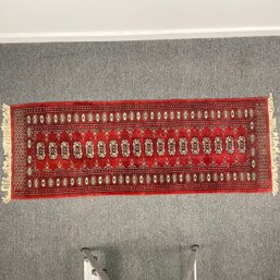 Vintage Oriental Wool Red Runner Rug