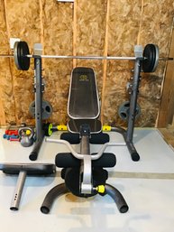 GOLDS GYM XRS 20 Olympic Bench With Squat Rack And Weights!
