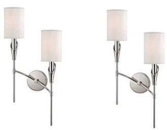 Pair Of Tate Two Arm Wall Sconces In Polished Nickel