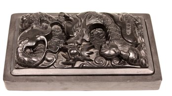 TREMENDOUS CARVED SOAPSTONE DRAGON BOX