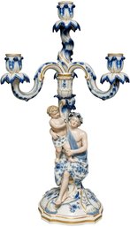 Late 19th Century Meissen Four-Light Figural Candelabra