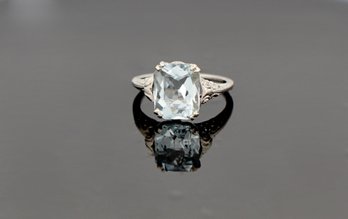 Art Deco 3 Carat Aquamarine Filigree Ring