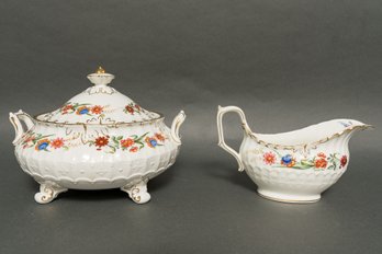 Royal Crown Derby 'Chatsworth' Vegetable Dish And Gravy Boat
