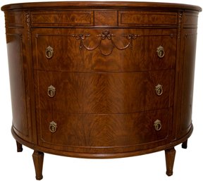 Antique Burled Mahogany Demilune Cabinet With Secret Drawers