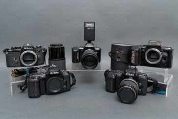 Collection Of Five Nikon Cameras, Lenses, Flash, And More!
