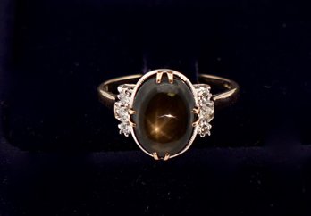 Stunning Vintage Black Star Sapphire & Diamond Ring