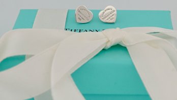 Rare Return To Tiffany & Co Heart Stud Earrings