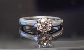 18K White Gold Diamond Solitaire Engagement Ring