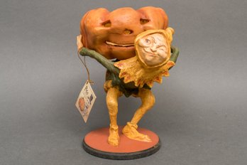 Rucus Studio/Scott Smith For Bethany Lowe Designs Pumpkin Goblin Halloween Candle Holder