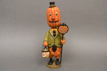 Greg Guedel For Bethany Lowe 'Pumpkin Man W/Witch Bucket & Trick Or Treat'