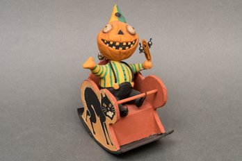 RARE! Rucus Studio/Scott Smith For Bethany Lowe Designs 'Pumpkin Child In Rocker' Halloween Figurine (1 Of 2)