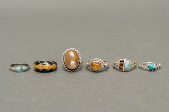 Collection Of Assorted Sterling Silver And Gem Stone Rings