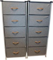 Fabric Vertical Dresser Storage Chest- Set Of 2