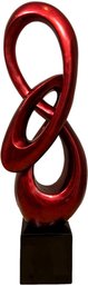 Large Red Metallic-Style Paint Abstract Sculpture