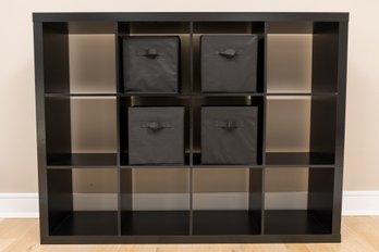 12 Cube Black Storage Case With Fabric Boxes