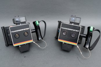 Three Polaroid Mini Portrait Cameras Model 202 And 203