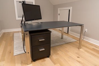 Opaque Glass Desk With Chrome Base