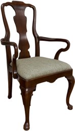 Chippendale Style Wood Arm Chair With Newly Upholstered Seat Cushion