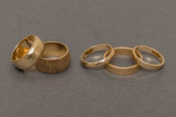 Five 14K Yellow Gold Rings (26.4 Grams)