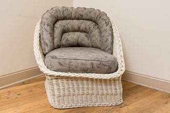 Bielecky Brothers Circa 1960 Handmade Wicker Lounge Chair With Original Cushions