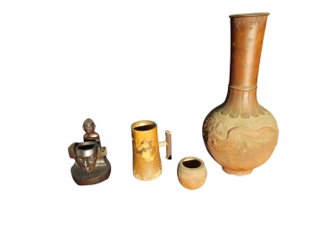 Decorative Vase And Wood Pieces