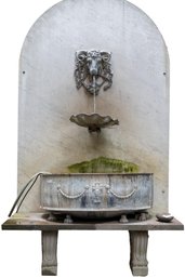 Wall Water Fountain With Ram's Head Fountain Spout, Shell Tier And Iron Cistern (READ DESCRIPTION)