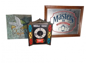 Miller Beer Clock And Bar Decor / Signs