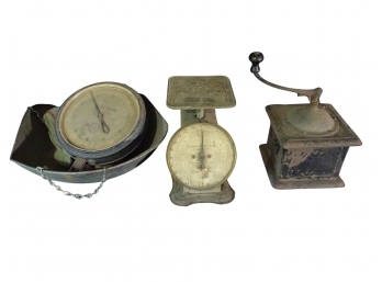 Vintage Scales And Grinder