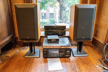 Assorted Home Stereo Electronics And ADS High Fidelity Loudspeakers With Stands