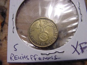 1939 B German Nazi Era 5 Reichspfennig  Coin In XF