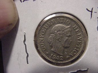 1942 B  10 Rappen Switzerland Coin - UNC