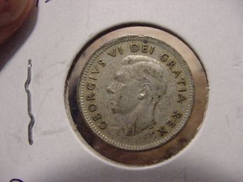 1951 Silver  Canada 10 Cent Coin - VF