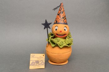 Vintage Bethany Lowe Halloween Jack-O-Lantern Paper Mache Candy Container