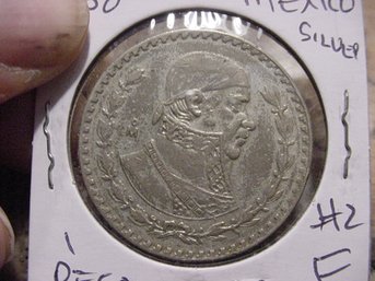 1958   10 Percent Silver  Mexico Peso - F