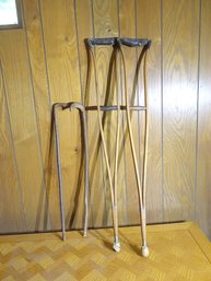 Early Mid Century Vintage Crutches And Canes