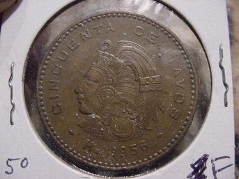 1956 M   Mexico 50 Centavos - F