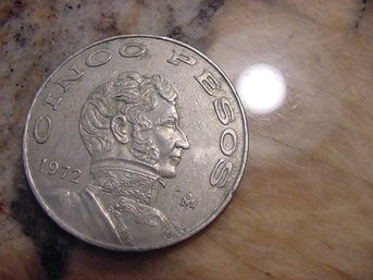 1972 Mexico Cinco Peso Coin  In Very Fine