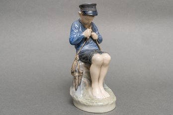 Royal Copenhagen Porcelain Figurine - Boy Whittling A Stick