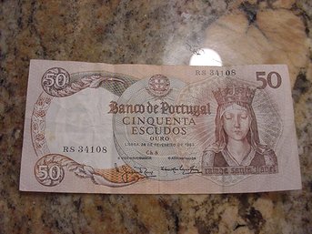 Banco De Portugal 50 Escudos Paper Note