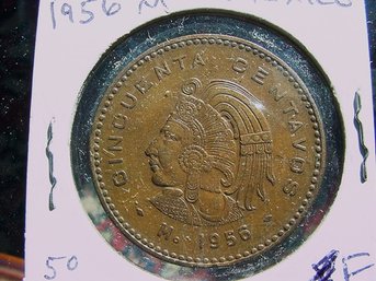 1956 M Mexico 50 Centavos Coin  In Fine