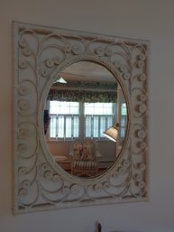 Wicker Framed Mirror In White.