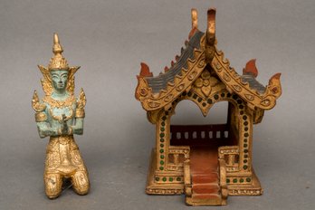 Authentic Small Thai Buddhist Spirit House And Figurine (READ DETAILS)