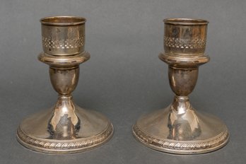 Pair Of Weighted CARTIER Sterling Silver Candlestick Holders