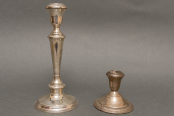 Pair Of Weighted Sterling Silver Candlestick Holders