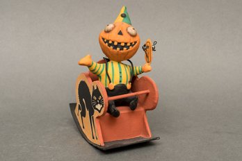 RARE! Rucus Studio/Scott Smith For Bethany Lowe Designs 'Pumpkin Child In Rocker' Halloween Figurine (2 Of 2)