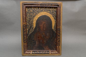 Unsigned Virgin Mary Oil On Board